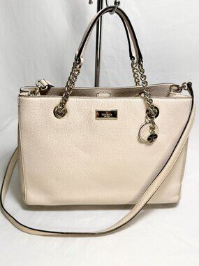 Kate Spade Pink Beige Sedgewick Lane Phoebe Pebbled Leather Satchel Bag